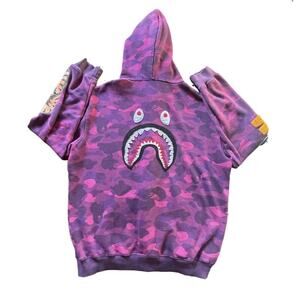 Bape Jacket Mens Large Red Camo Shark Hoodie Full Zip A Bathing Ape Japan RARE